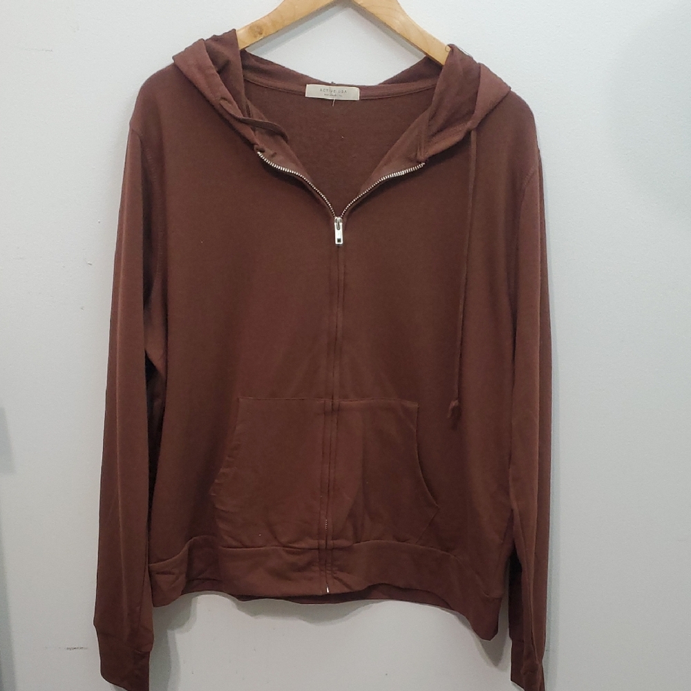Active USA Brown Zip-Up Hoodie